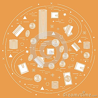 Vector illustration of different money, investment and financial Vector Illustration