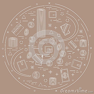 Vector illustration of different money, investment and financial Vector Illustration