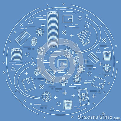 Vector illustration of different money, investment and financial Vector Illustration