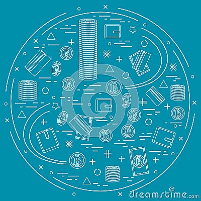 Vector illustration of different money, investment and financial Vector Illustration