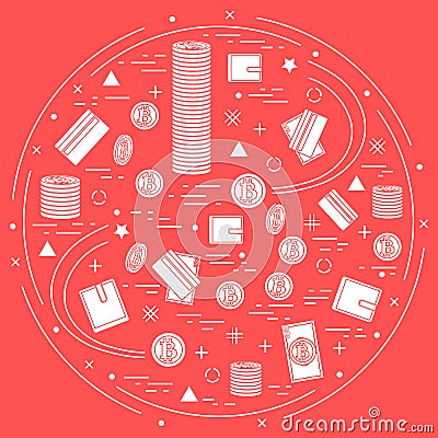 Vector illustration of different money, investment and financial Vector Illustration