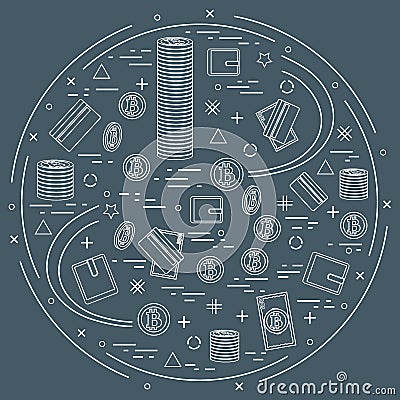 Vector illustration of different money, investment and financial Vector Illustration