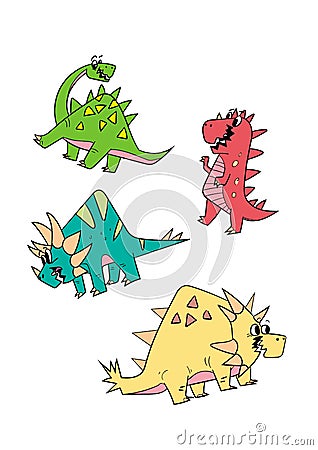 Vector illustration Dinosaur Character Cartoon set Vector Illustration