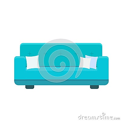 Vector illustration of divan icon with pillows Vector Illustration