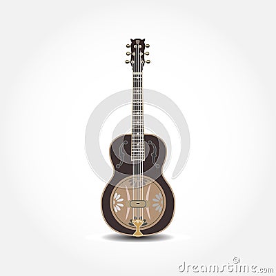 Vector illustration of dobro, american resonator isolated on white background. Vector Illustration