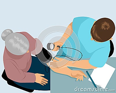 Doctor measures the pressure Vector Illustration