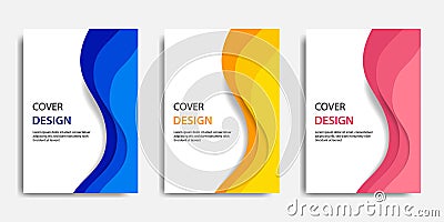 Vector illustration, document mock up template, easy color adjustment. Paper cut topographic style in colorful wave layering. Vector Illustration