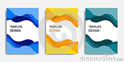 Vector illustration, document mock up template, easy color adjustment. Paper cut topographic style in colorful wave layering. Vector Illustration