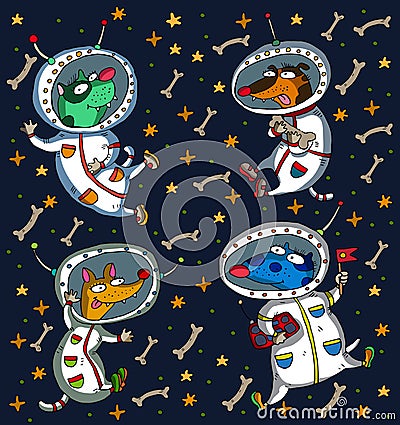 Vector illustration of a dogs in space. Vector Illustration