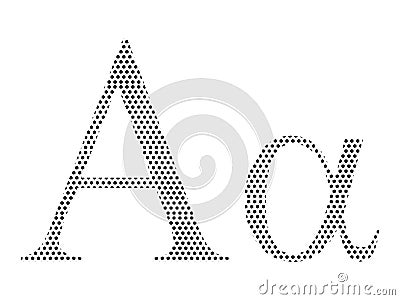 Dotted Pattern Greek Alphabet Letter of Alpha Vector Illustration