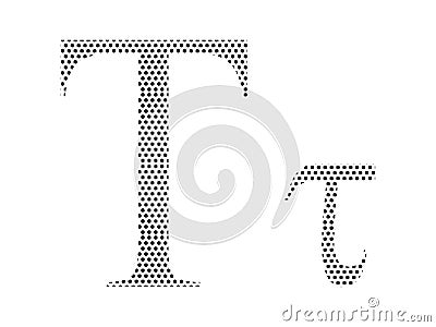 Dotted Pattern Greek Alphabet Letter of Tau Vector Illustration