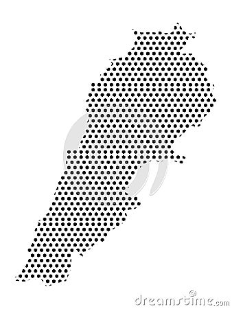 Dotted Pattern Map of Lebanon Vector Illustration