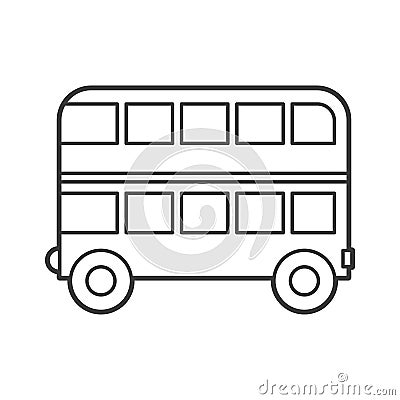 Vector Illustration of an double deck bus. Icon style with black outline. Logo design. Coloring book for children Vector Illustration
