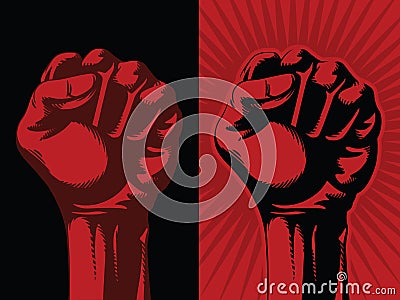 Raised red fist hand symbol revolution communism socialism Vector Illustration