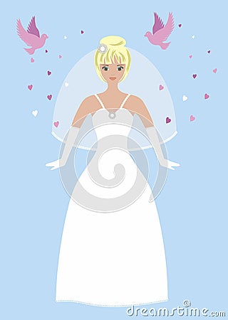 Vector illustration, Dream and dress to weeding with inspiration from fairy tale about Cinderella princess. Vector Illustration