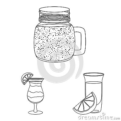 Vector design of drink and bar icon. Collection of drink and party stock symbol for web. Vector Illustration