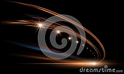 Vector illustration of dynamic lights in dark. High speed road in night time abstraction. City road car light trails Vector Illustration