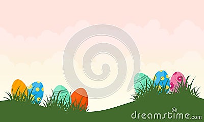 Vector illustration of easter egg on hill landscape Vector Illustration