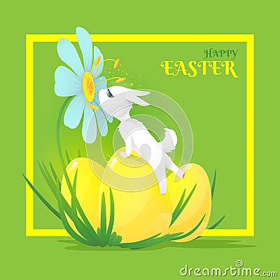 Vector illustration for Easter holiday with a cute rabbit Stock Photo