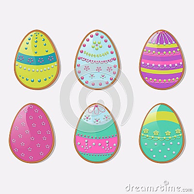 Vector illustration for the Easter holiday. A set of eggs cookie. Vector Illustration