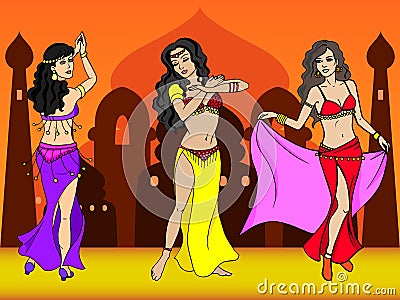 Vector illustration of eastern girl dancer Vector Illustration