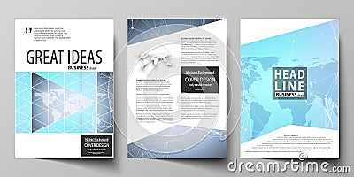 The vector illustration of editable layout of three A4 format modern covers design templates for brochure, magazine Vector Illustration