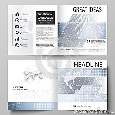 The vector illustration of the editable layout of two covers templates for square design bi fold brochure, magazine Vector Illustration