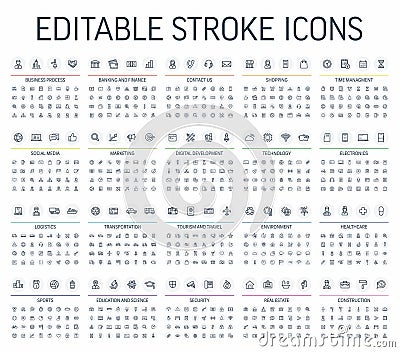 Vector illustration editable stroke thin line web icons Vector Illustration