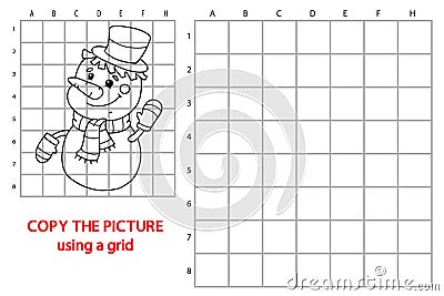 Snowman copy grid Vector Illustration