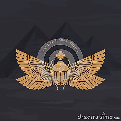 Vector illustration of the Egyptian scarab beetle, personifying the god Khepri. Vector Illustration