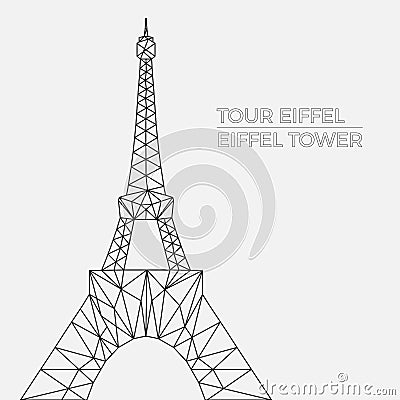Vector illustration of Eiffel tower in polygonal style Vector Illustration