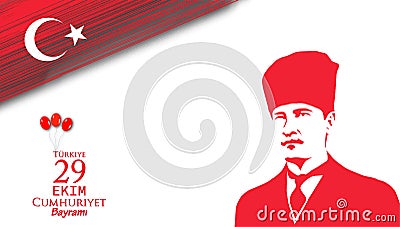 Vector Illustration of 29 ekim Cumhuriyet Bayrami means in english 29 october Republic Day Turkey Vector Illustration