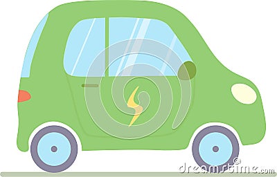 A vector illustration of an electric car isolated on a white background Vector Illustration