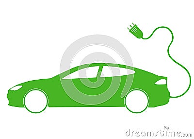 Vector illustration of electro car green icon. Line thickness fully Vector Illustration