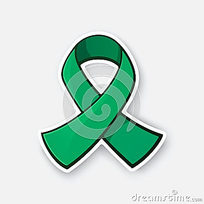 Vector illustration. Emerald or jade ribbon, international symbol of awareness about hepatitis B and liver cancer. Vector Illustration