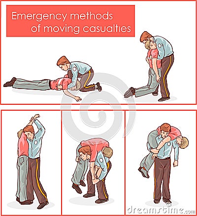 Vector illustration of a emergency methods of moving casualties Vector Illustration