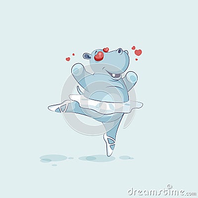 Vector Illustration Emoji character cartoon ballerina Hippopotamus in love Vector Illustration