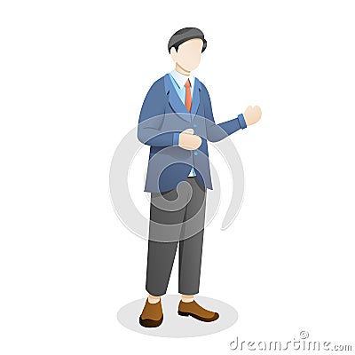 Young man standing in a suit and tie Vector Illustration