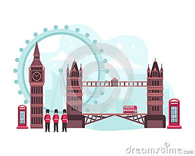 Vector illustration England travel landmark Vector Illustration