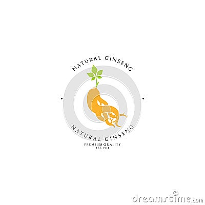 Red ginseng. Logo template. Isolated ginseng root with leaf Vector Illustration