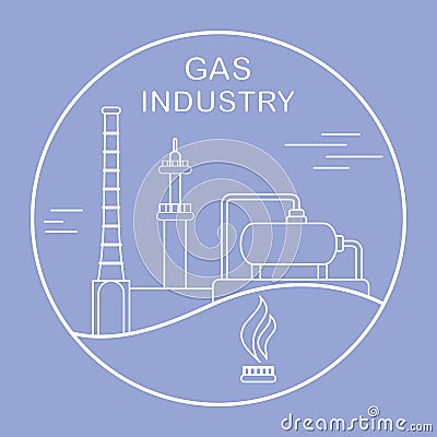 Gas industry equipment. Extraction, processing Vector Illustration