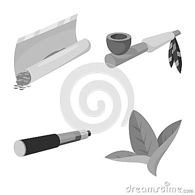 Vector illustration of equipment and smoking icon. Set of equipment and harm stock vector illustration. Vector Illustration