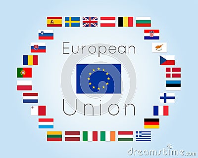 Vector illustration of European Union countries flags Vector Illustration