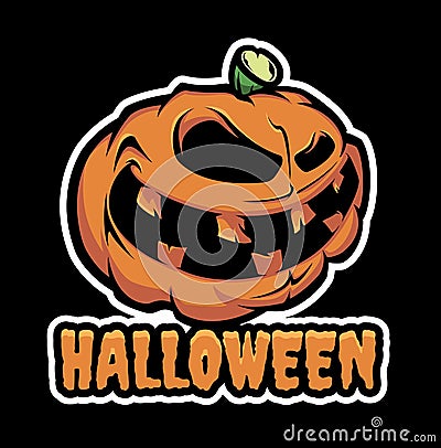 Vector illustration of an evil pumpkin character Vector Illustration