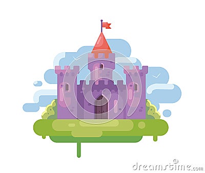 Purple castle Isle Vector Illustration