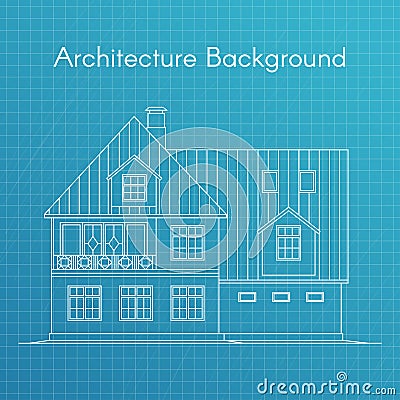 Vector illustration of family house or cottage. Architecture blueprint Vector Illustration