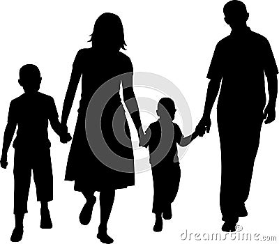 Vector silhouette of father and mother and son Vector Illustration