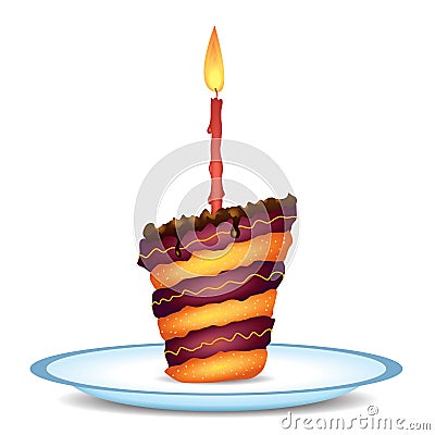 Fancy Birthday Chocolate Cake Vector Illustration