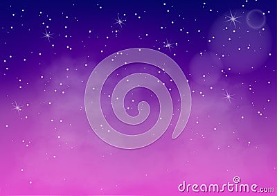 Vector illustration of fantastic colorful galaxy,Abstract cosmic Cartoon Illustration