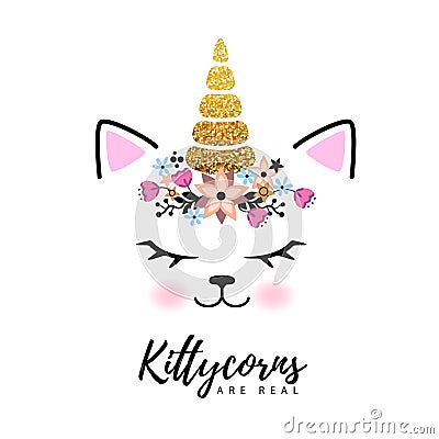 Vector illustration of fantasy animal cat kittycorn Vector Illustration